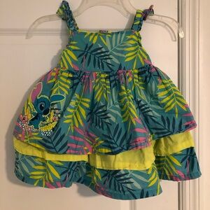 Disney Tropical Print Dress with Stitch Embroidery